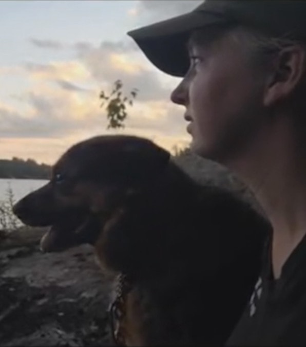 Il cane anziano viene portato a spasso per la prima volta dopo anni