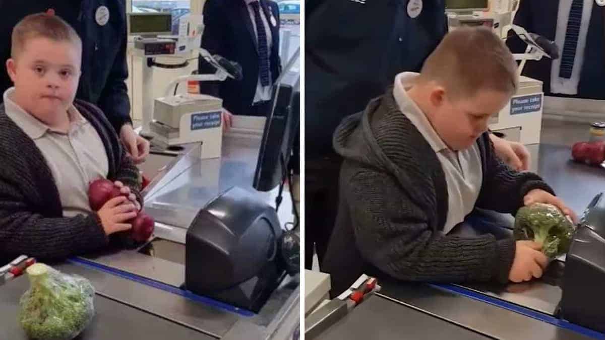 Un ragazzo con la sindrome di Down diventa cassiere di un supermercato